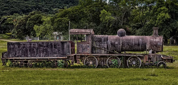 Vecchia Locomotiva Vapore Arrugginito Paraguay — Foto Stock