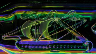 Soyut arka plan tasvir bir neon ışıklı cam gemi