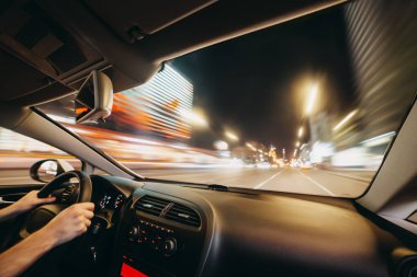 Araba hız sürücü gece city de yol
