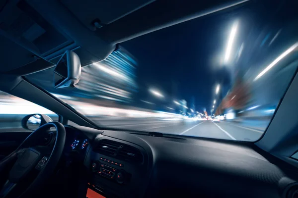 Car Speed Drive Road Night City — Stock Photo, Image