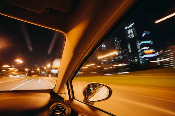 Unidade Velocidade Carro Estrada Cidade Noturna — Fotografia de Stock