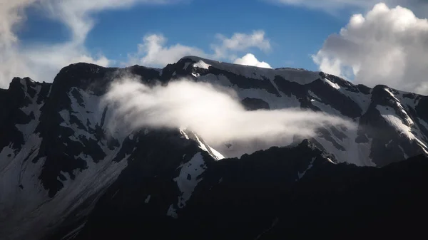 Bela Paisagem Natural Montanhas Neve Imagem Lente Zoom Telefoto — Fotografia de Stock