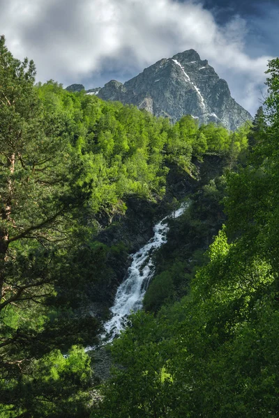 Bela Paisagem Natural Montanhas Rio Fresco Floresta Verde — Fotografia de Stock