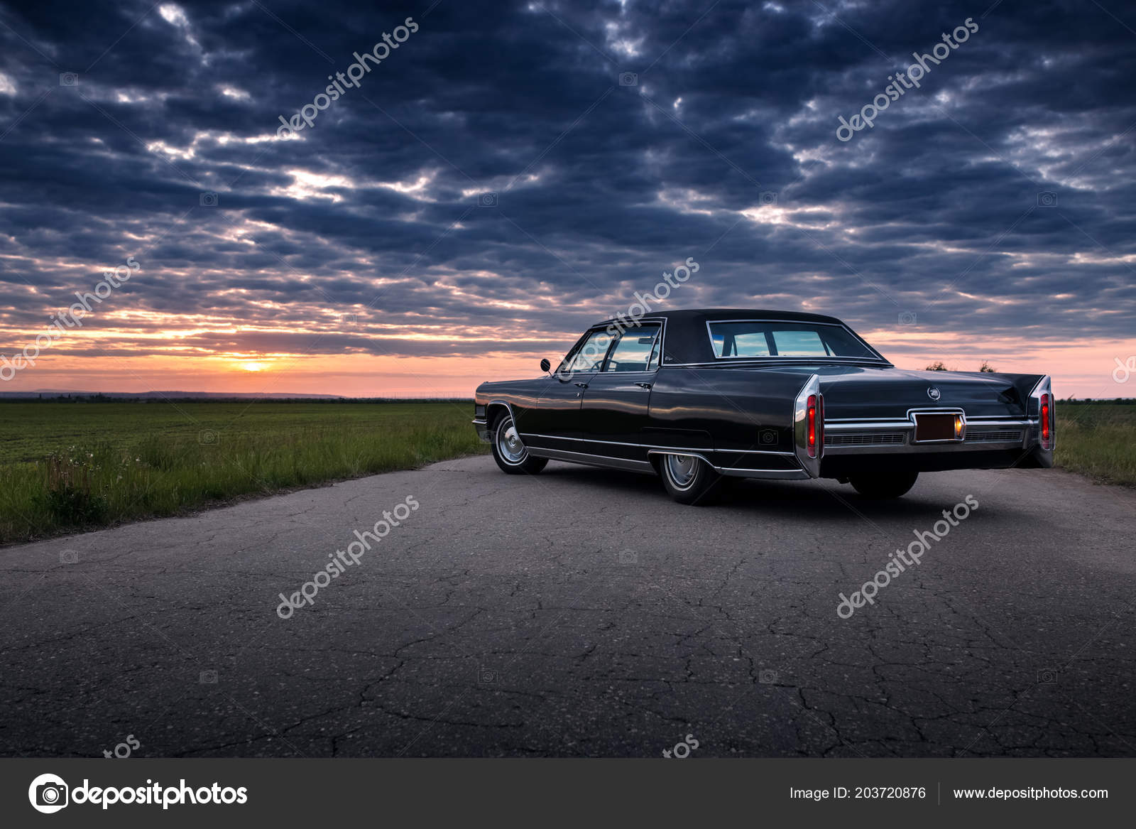 Engels Russia June 2018 Black Retro Vintage Muscle Car Cadillac
