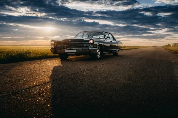 Engels Rusland Juni 2018 Zwarte Retro Vintage Spier Auto Cadillac — Stockfoto