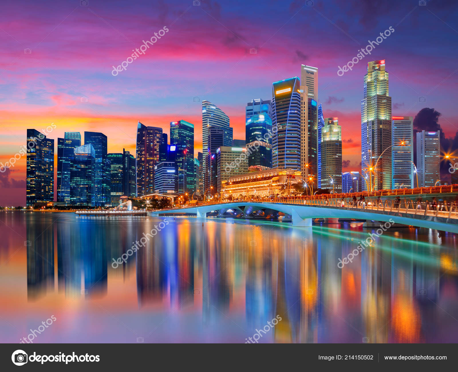 Paysage Ville Skyline Singapour  Vue Quartier Affaires 