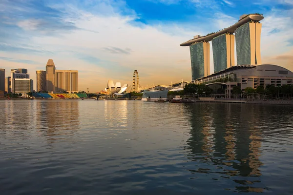 Marina Bay Bij Gouden Zonsondergang Singapore Stad Landschap — Stockfoto