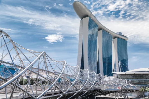 Singapore Stad Landschap Dag Blauwe Hemel Marina Bay View Stedelijke — Stockfoto