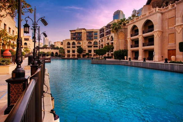 Hermosa Vista Centro Ciudad Dubai Atardecer Emiratos Árabes Unidos —  Fotos de Stock