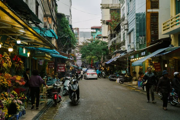 Ανόι Βιετνάμ Δεκεμβρίου 2018 Ανόι Πόλης Κέντρο Δρόμο Παλιά Συνοικία — Φωτογραφία Αρχείου