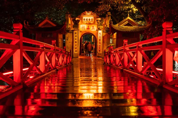 Ngoc Son Temple Hanoj Město Staré Město Noci Vietnam — Stock fotografie