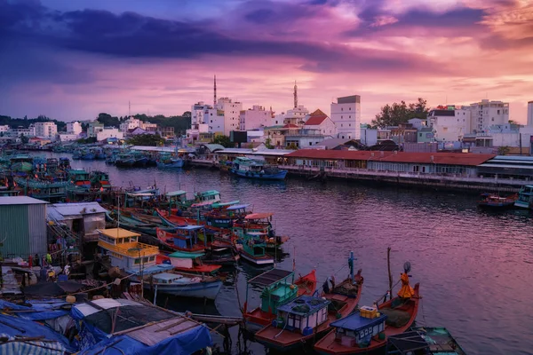 Phu Quoc Isla Vietnam Atardecer Barcos Pesca Duong Dong — Foto de Stock