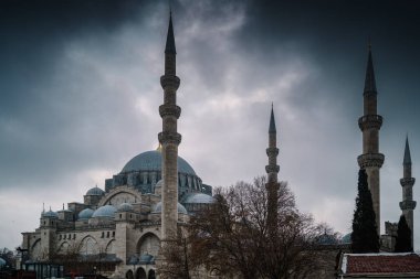 Süleymaniye Camii, Istanbul, Türkiye, yağmurlu bir gün