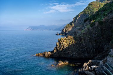 Cinque Terre, Italya 'da Riomaggiore kasaba yaz aylarında