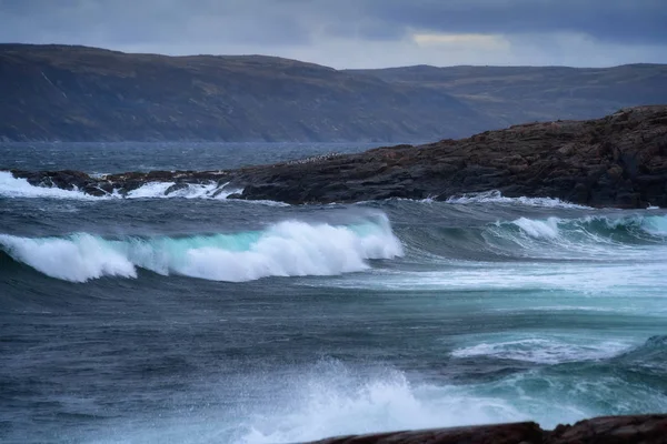 Stürmische Wellen in der Barentssee, im arktischen Ozean. Halbinsel Kola, Region Murmansk in Russland — Stockfoto