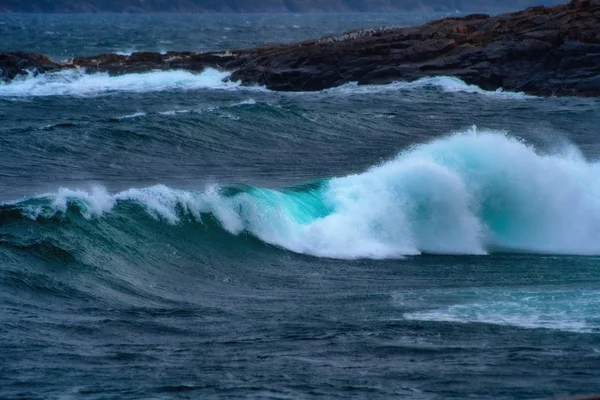 Stormachtige golven bij Barentszzee, Arctische Oceaan. Schiereiland Kola, regio Moermansk in Rusland — Stockfoto