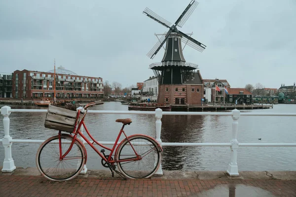 Moulin Vent Haarlem Dans Vieille Ville Pays Bas Hollande — Photo