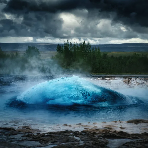 Strokkur Eruption Geysir Haukadalur Das Tal Der Geysire Island — Stockfoto