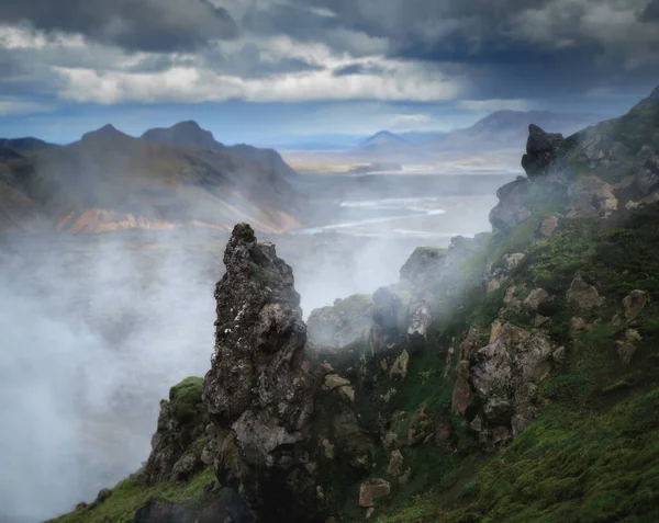 Vulcão Brennisteinsalda Landmannalaugar Islândia Durante Dia — Fotografia de Stock