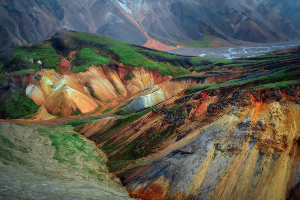 Landmannalaugar Coloridas Montañas Riolita Islandia Hermoso Paisaje Natural Día — Foto de Stock