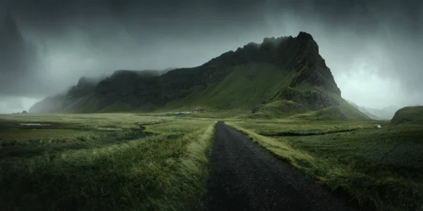 Νότια Ισλανδία Όμορφη Φύση Δραματικό Τοπίο Πανόραμα Φίλτρο Τονισμένου Χρώματος — Φωτογραφία Αρχείου