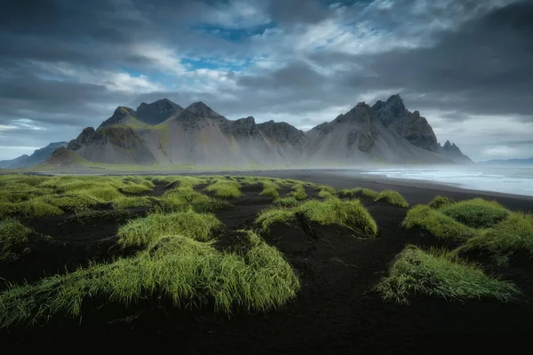 Vestrahorn Βουνό Στο Ακρωτήριο Stokksnes Στην Ανατολική Ισλανδία Πρωί — Φωτογραφία Αρχείου