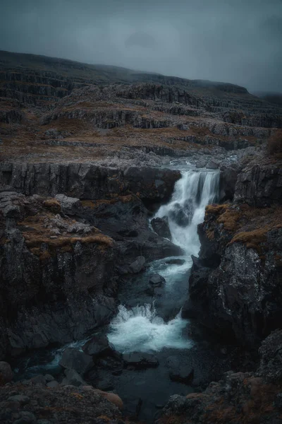 Cascada Islandia Hermosa Naturaleza Paisaje Dramático — Foto de Stock