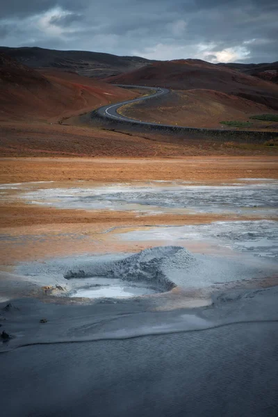 Namafjall Hverir Obszar Geotermalny Północno Wschodnia Islandia Krajobraz — Zdjęcie stockowe