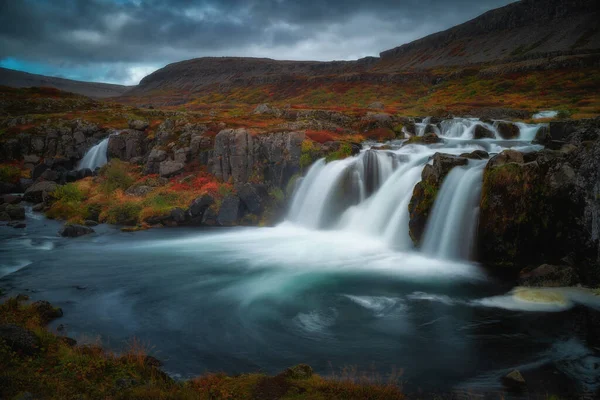 Cascata Baejarfoss Vicino Alla Cascata Dynjandi Nella Regione Dei Fiordi — Foto Stock