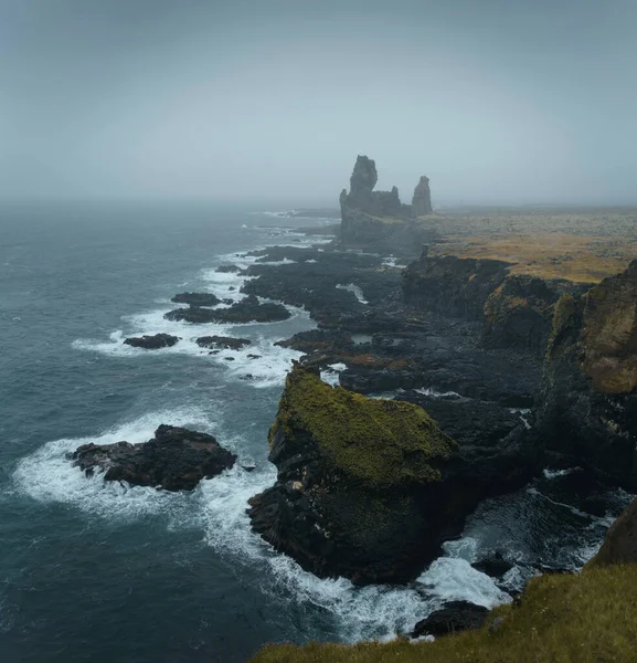 Природний Ландшафт Західної Ісландії Панорама Базальтова Скеля Лондраґар Півострові Снафеллснес — стокове фото
