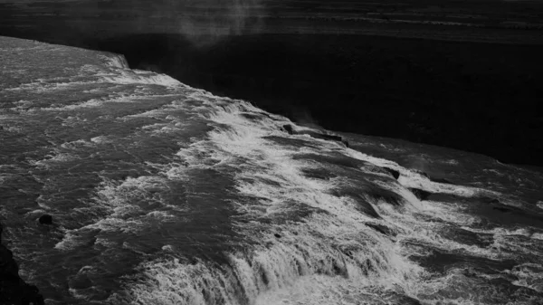Cachoeira Gullfoss Islândia Sul Bela Paisagem Natural Preto Branco Tonificado — Fotografia de Stock