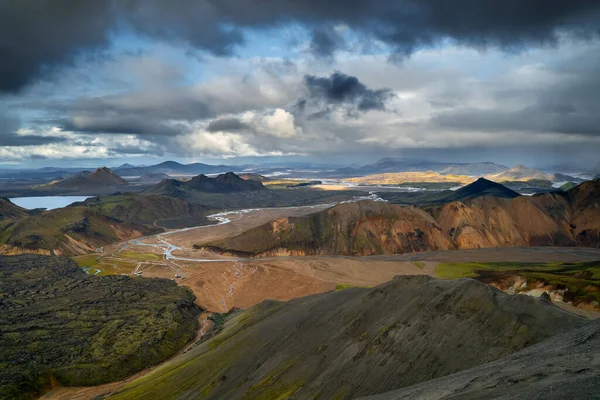 Барвисті Гори Landmannalaugar Природному Заповіднику Фятлабак Південна Ісландія Чудовий Краєвид — стокове фото