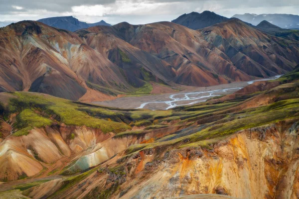 Montañas Coloridas Landmannalaugar Reserva Natural Fjallabak Sur Islandia Hermoso Paisaje — Foto de Stock