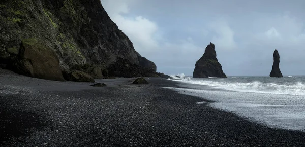 Reynisfjara Black Sand Beach Τοπίο Στη Νότια Ισλανδία Κοντά Στο — Φωτογραφία Αρχείου