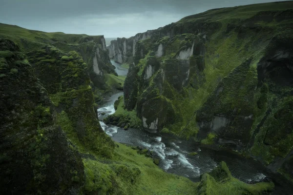 Canyon Fjadrargljufur Paisaje Del Valle Sur Islandia Destino Turístico Famoso — Foto de Stock