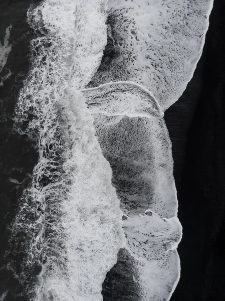 Fundo Abstrato Natureza Vista Aérea Drone Reynisfjara Black Sand Beach — Fotografia de Stock