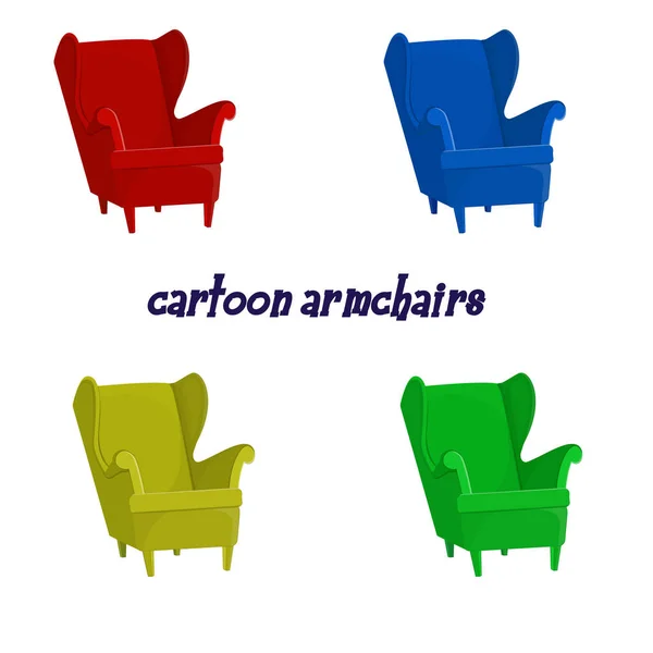 漫画風の色違いの椅子です 赤青緑黄色 — ストックベクタ