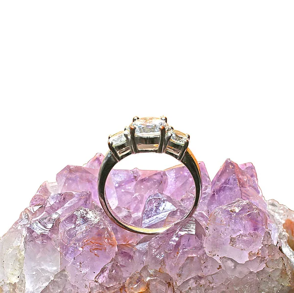 Anel Diamante Pedra Várias Alternativas Presente — Fotografia de Stock