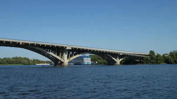 Dinyeper Nehri Köprü Kiev Dinyeper Nehir Yaz Manzara — Stok fotoğraf