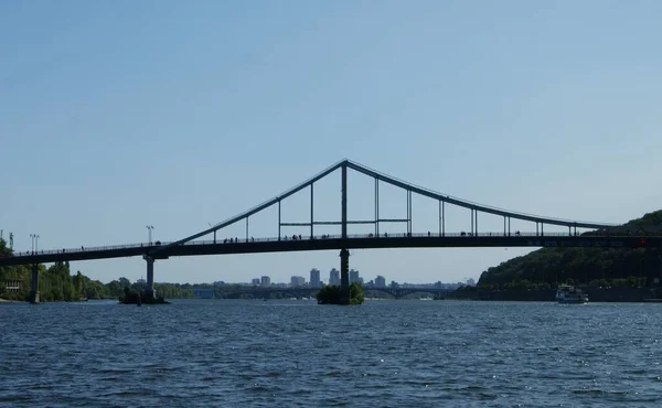 Rzeka Dniepru Kijów Most — Zdjęcie stockowe