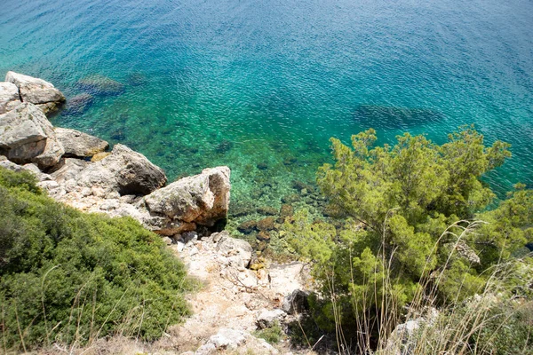 Beautiful Turquoise Adriatic Sea Deep Stone Cliffs Ciovo Island Central — Stock Photo, Image