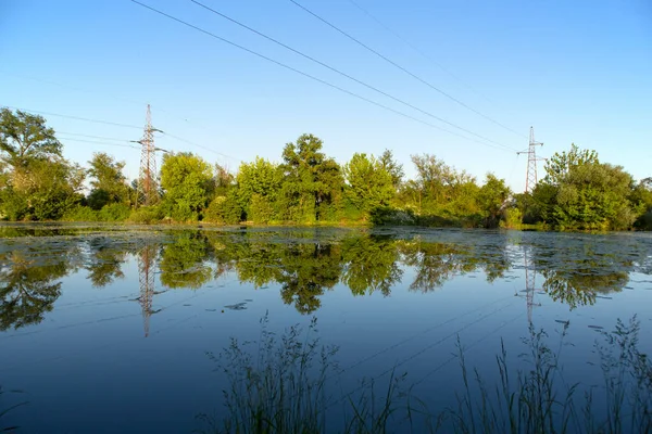 Bela Paisagem Lago Savica Perto Planta Aquecimento Zagreb Usado Para — Fotografia de Stock
