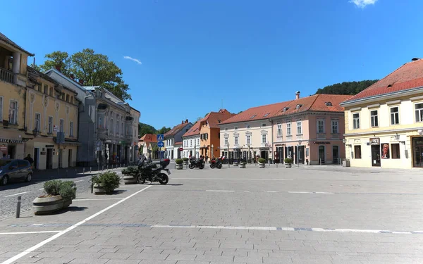 Samobor Croatia May 7Th 2020 Prázdné Hlavní Náměstí Malém Městě — Stock fotografie