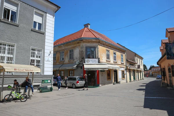 Samobor Hırvatistan Mayıs 2020 Samobor Kasaba Kafeleri Restoranları Kapalı Terasları — Stok fotoğraf