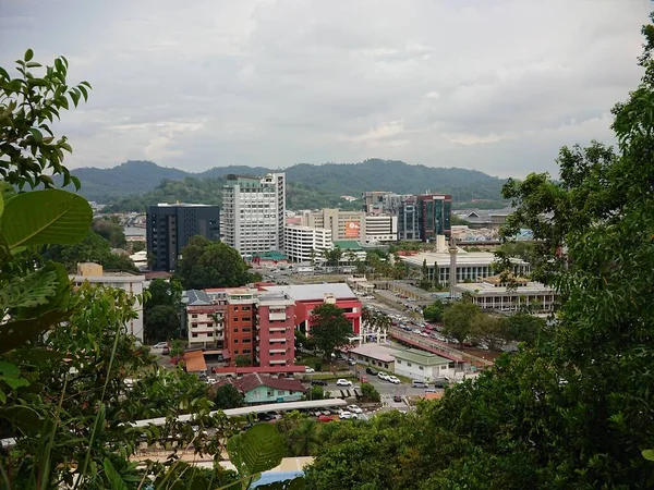 Bandar Seri Begawan Brunei Muara Brunei March 2020 Overhead View — стокове фото