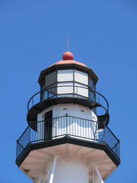 Lac Michigan Phare Ciel Bleu — Photo