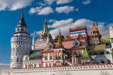 Moskova, Rusya - 13 Nisan 2018: Panorama Izmailovsky Kremlin'in Moskova, Rusya