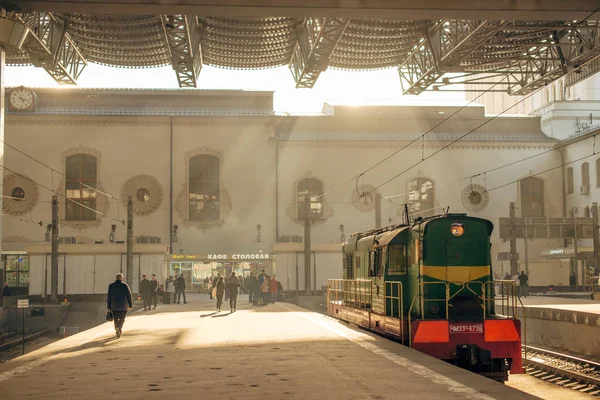 Moscú Rusia Abril 2018 Plataforma Estación Tren Kazán — Foto de Stock