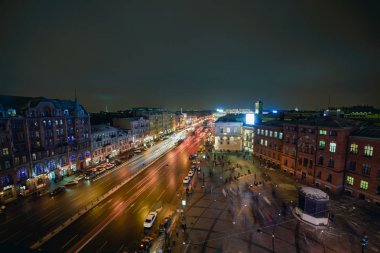 Moskova Tren İstasyonu, St. Petersburg, Kış 2015 önünde kare görünümü.