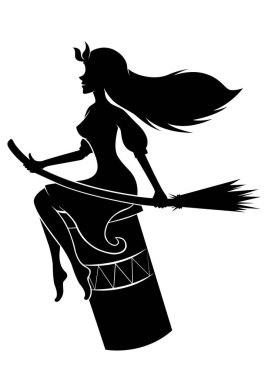 Baba Yaga bir harç içinde silüeti